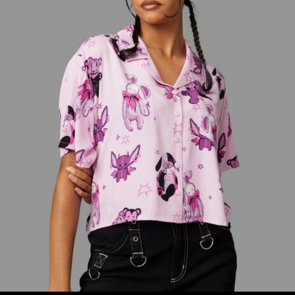 Dangerfield Stay Creepy Kawaii Gothic Blouse Hot Topic Killstar Dollskill - Picture 4 of 4